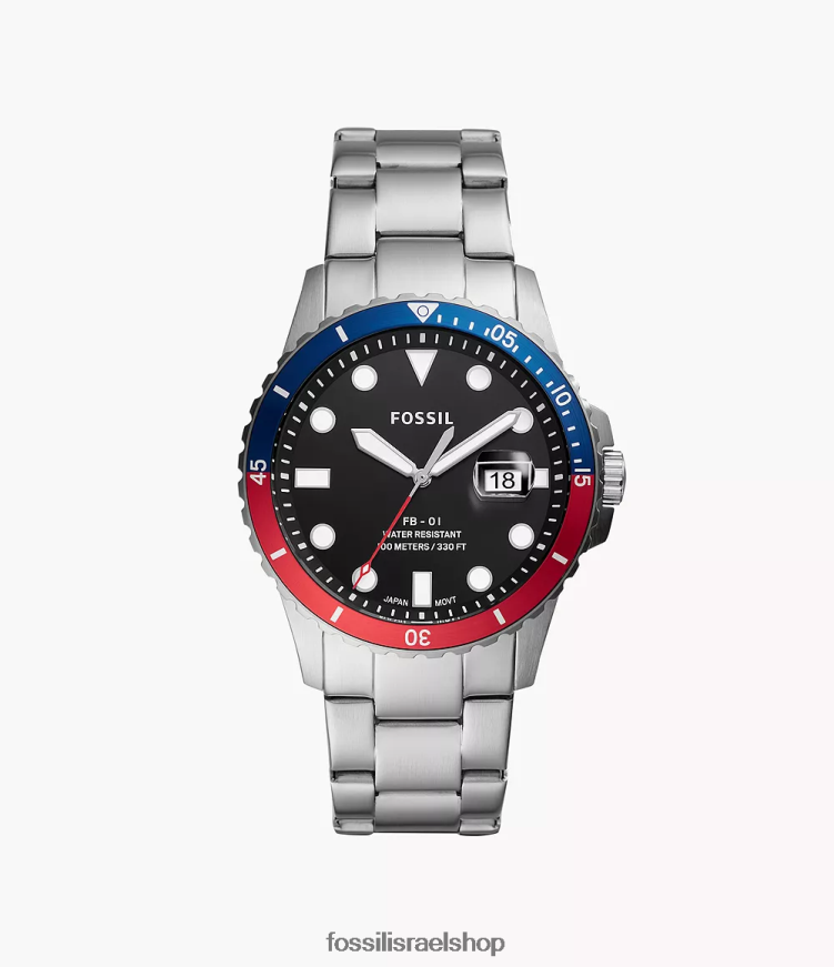 Fossil גברים fb-01 שעון נירוסטה תלת ידיים L8J0B61359 שעון בגוון כסף