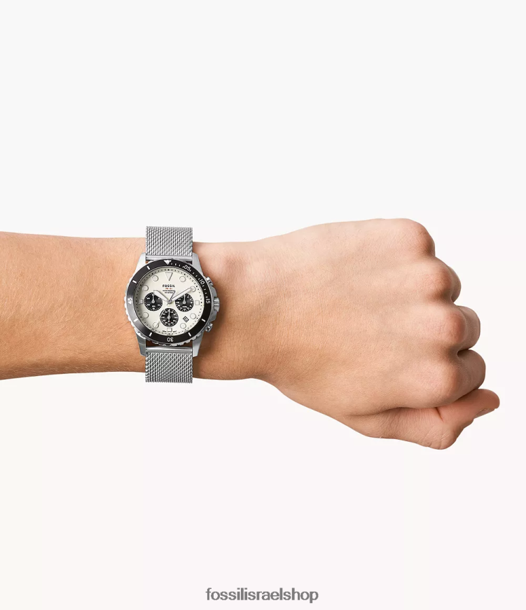 Fossil גברים fb-01 שעון רשת נירוסטה כרונוגרף L8J0B61546 שעון בגוון כסף