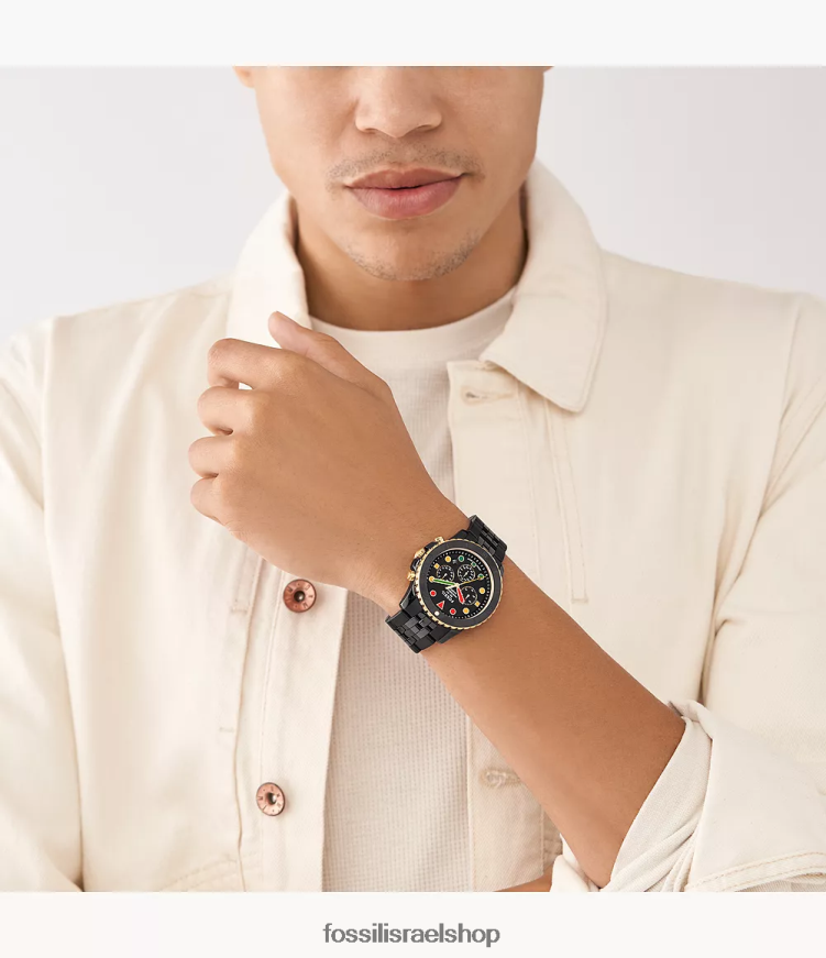 Fossil גברים היסטוריה חודש fb-01 שעון קרמי כרונוגרף L8J0B61594 שעון שָׁחוֹר