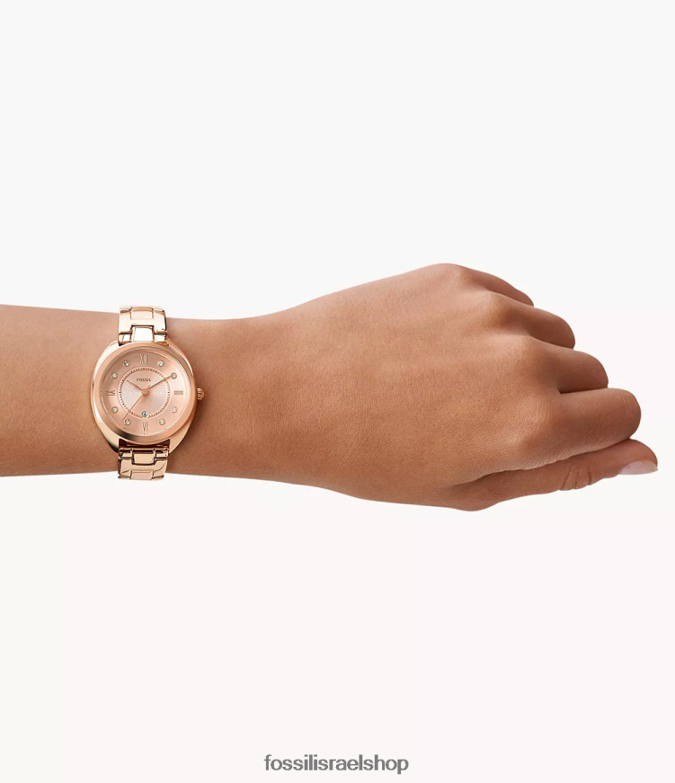 Fossil נשים שעון נירוסטה עם תמרים תלת ידיים של gabby L8J0B6275 שעון בגוון זהב ורדרד