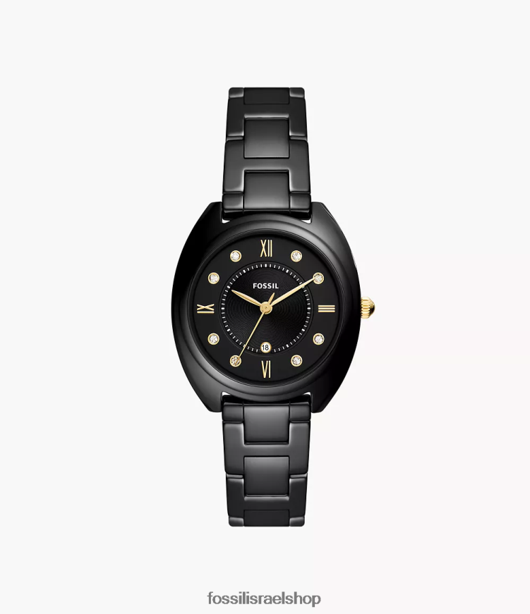 Fossil נשים gabby שעון נירוסטה עם תמר תלת ידיים וקרמיקה L8J0B683 שעון שָׁחוֹר