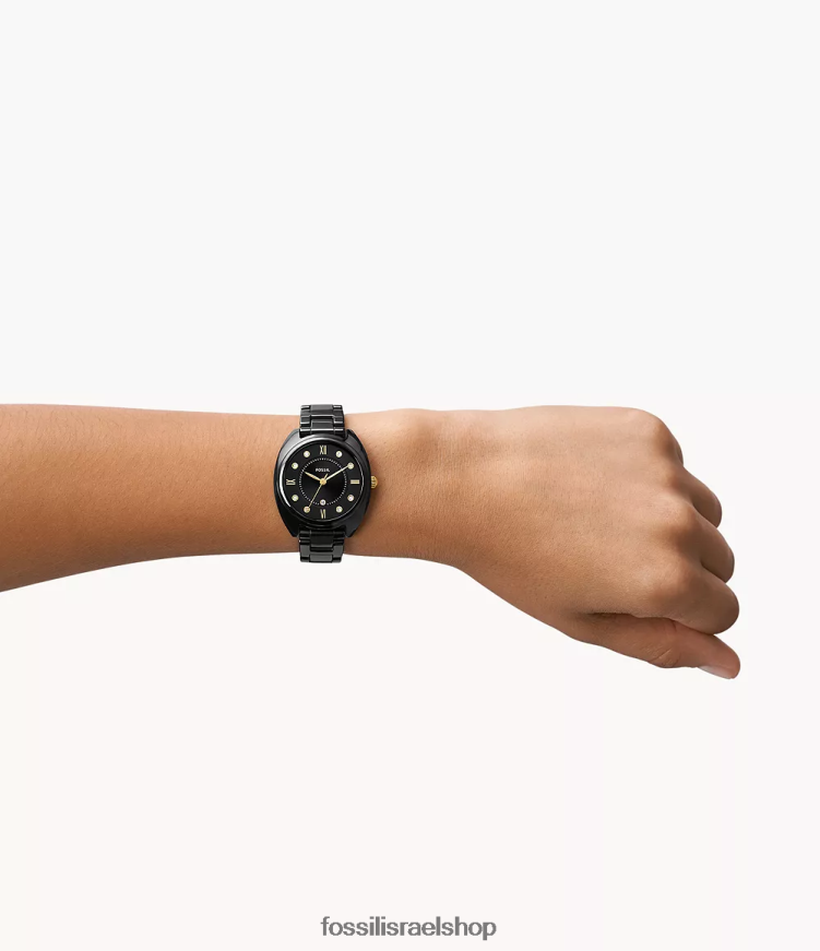 Fossil נשים gabby שעון נירוסטה עם תמר תלת ידיים וקרמיקה L8J0B683 שעון שָׁחוֹר