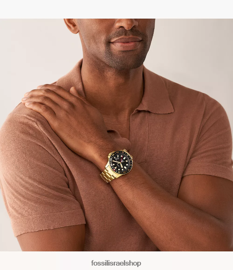 Fossil גברים שעון נירוסטה gmt L8J0B61356 שעון כְּחוֹל