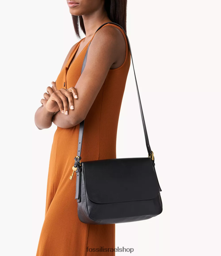 Fossil נשים harper גדול דש crossbody L8J0B6460 תיק שָׁחוֹר