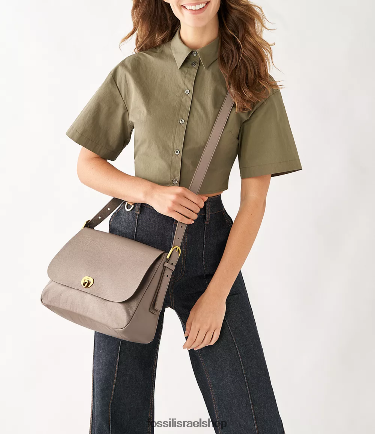 Fossil נשים harper גדול דש crossbody L8J0B6468 תיק אפור