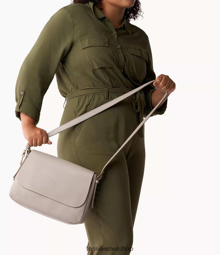 Fossil נשים harper גדול דש crossbody L8J0B6554 תיק אפור