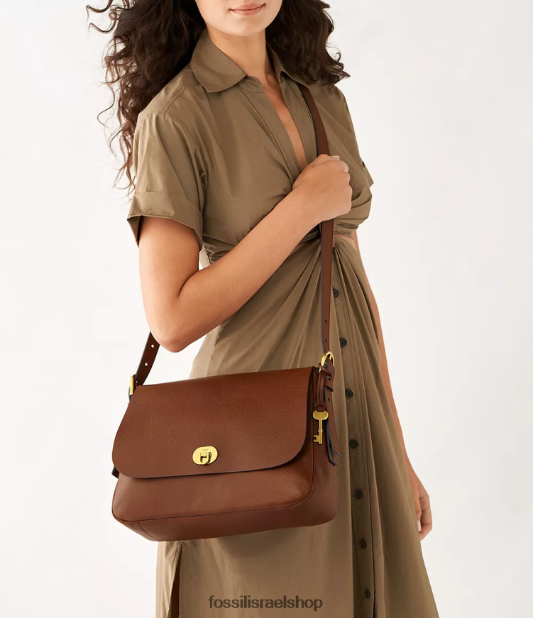 Fossil נשים harper גדול דש crossbody L8J0B6618 תיק חום