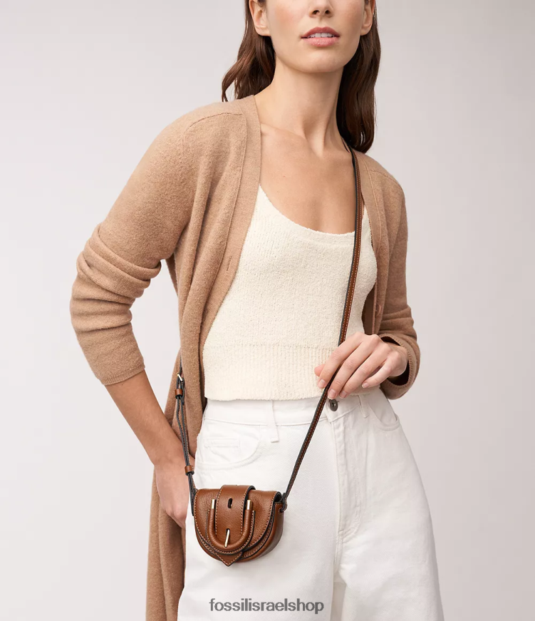 Fossil נשים harwell micro flap crossbody L8J0B6337 תיק חום
