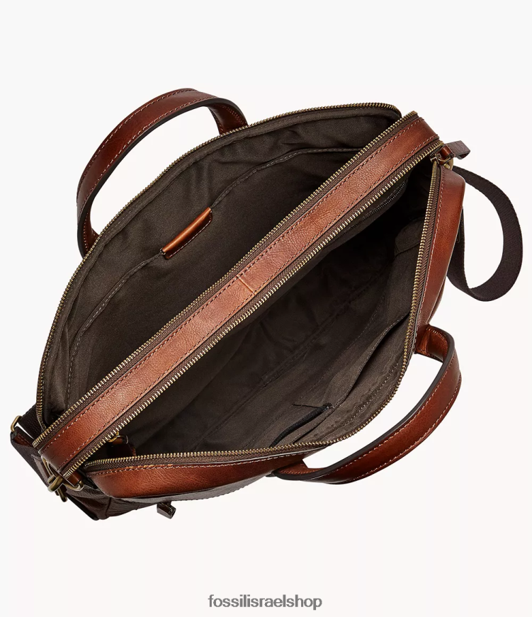 Fossil גברים תיק עבודה עם רוכסן כפול של haskel L8J0B61613 תיק זהב