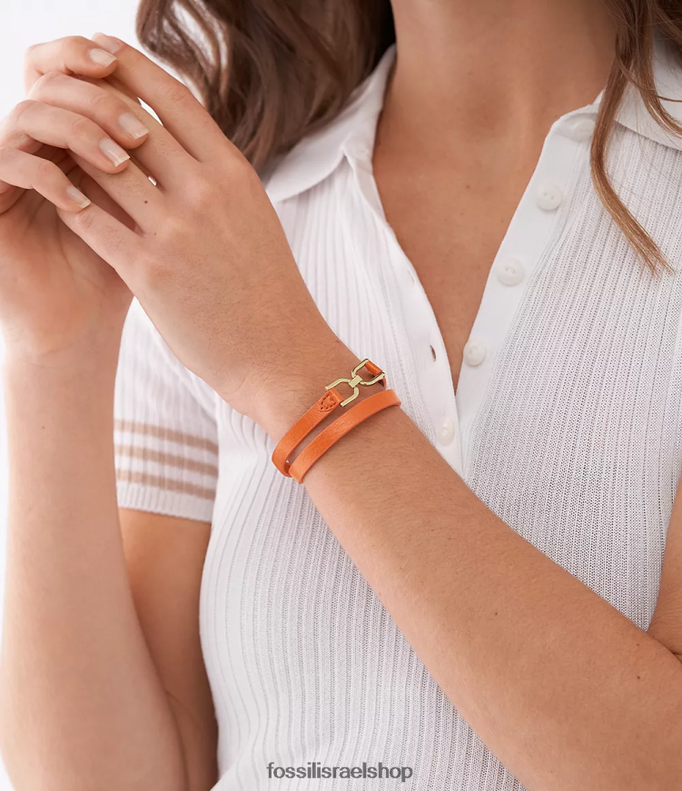 Fossil נשים צמיד רצועת עור heritage d-link L8J0B61000 תכשיט מונרך כתום