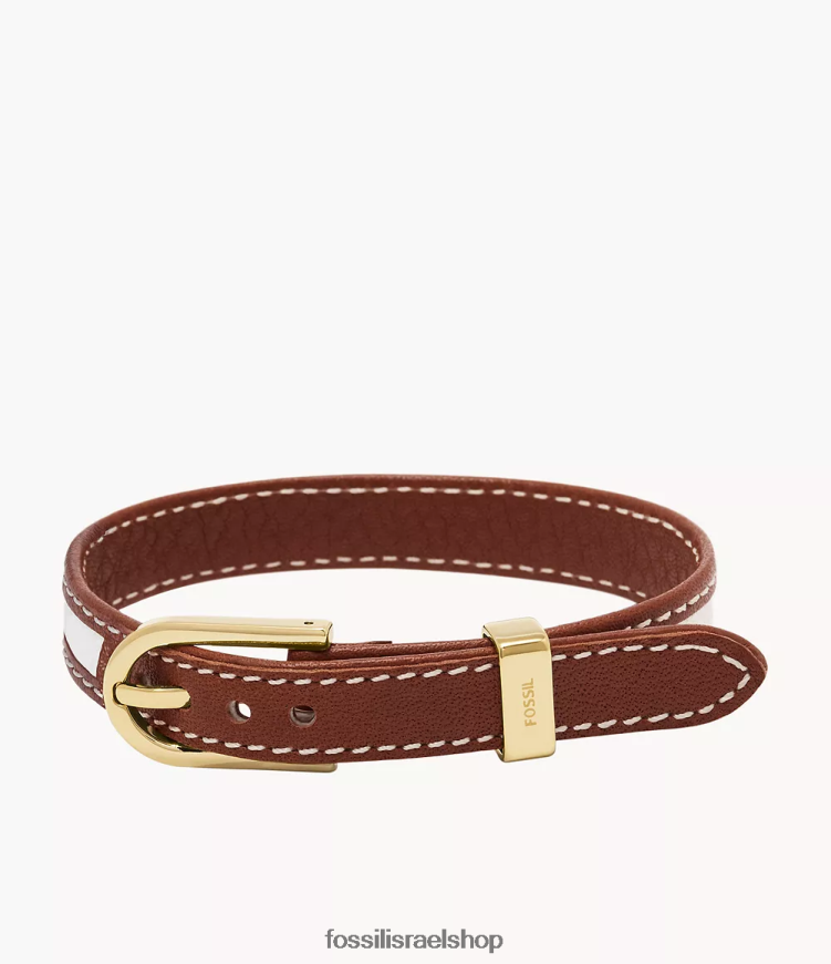 Fossil נשים צמיד רצועת עור heritage d-link L8J0B61002 תכשיט חום ולבן