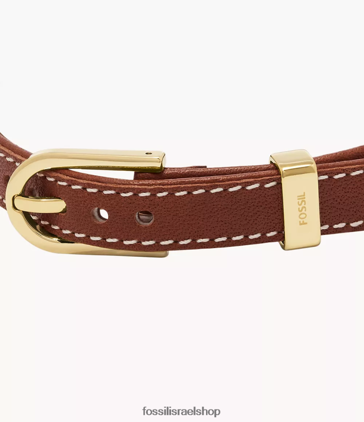 Fossil נשים צמיד רצועת עור heritage d-link L8J0B61002 תכשיט חום ולבן