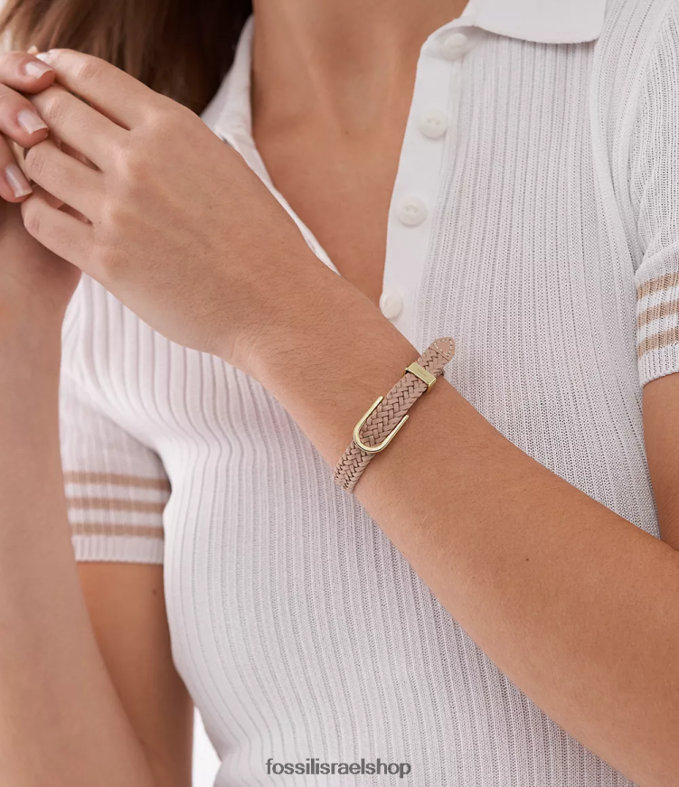 Fossil נשים צמיד רצועת עור heritage d-link L8J0B61025 תכשיט חום לאטה