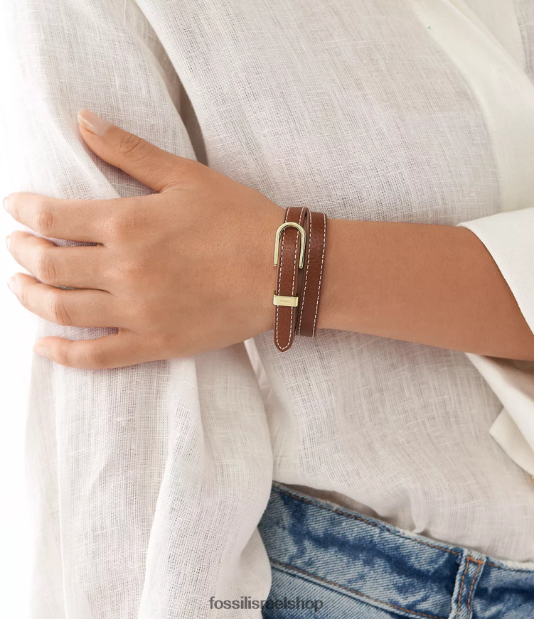 Fossil נשים צמיד רצועת עור heritage d-link L8J0B61208 תכשיט חום