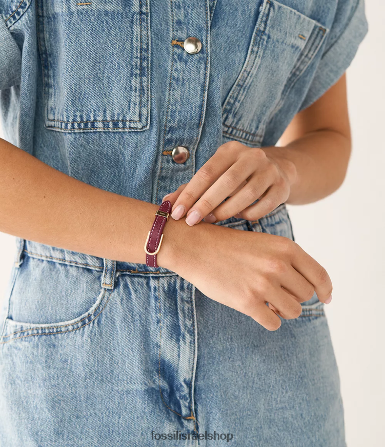 Fossil נשים צמיד רצועת עור heritage d-link L8J0B61245 תכשיט אָדוֹם