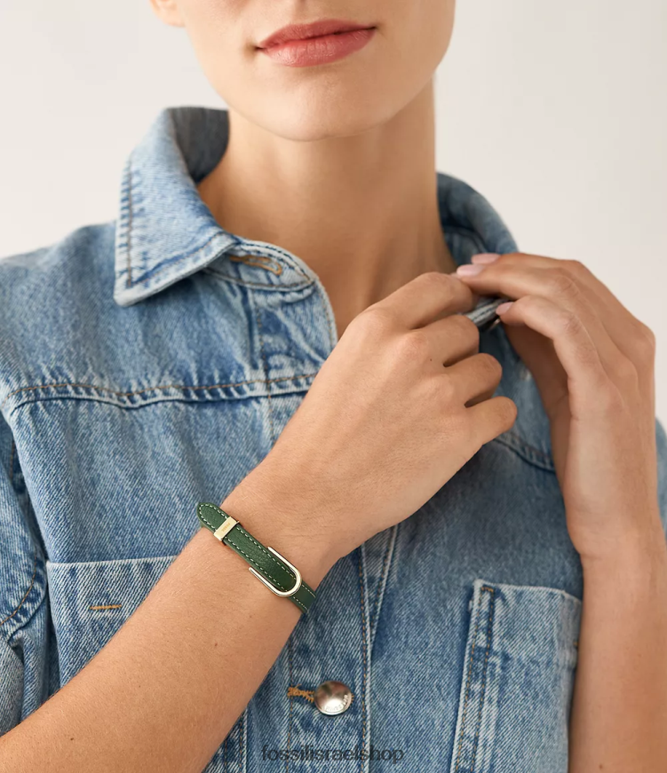 Fossil נשים צמיד רצועת עור heritage d-link L8J0B61251 תכשיט ירוק