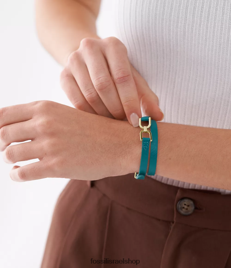 Fossil נשים צמיד רצועת עור heritage d-link L8J0B6971 תכשיט כחול מעושן