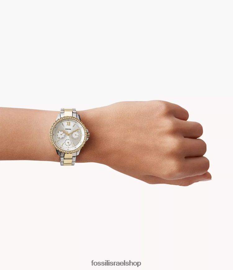 Fossil נשים שעון נירוסטה רב תכליתי izzy L8J0B644 שעון דו-גוני