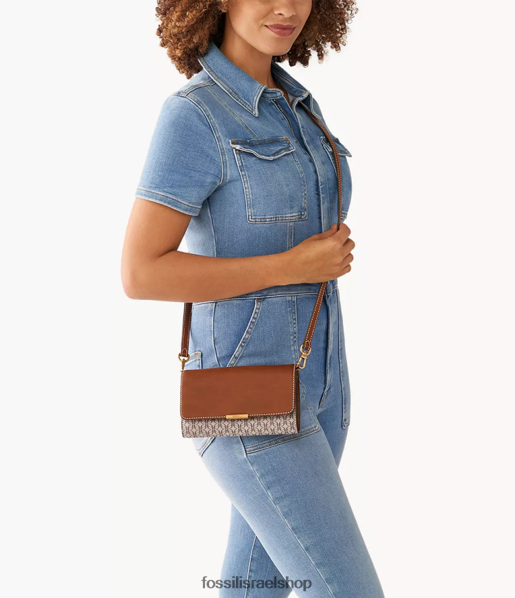 Fossil נשים ארנק jori crossbody L8J0B6884 תיק חום בהיר
