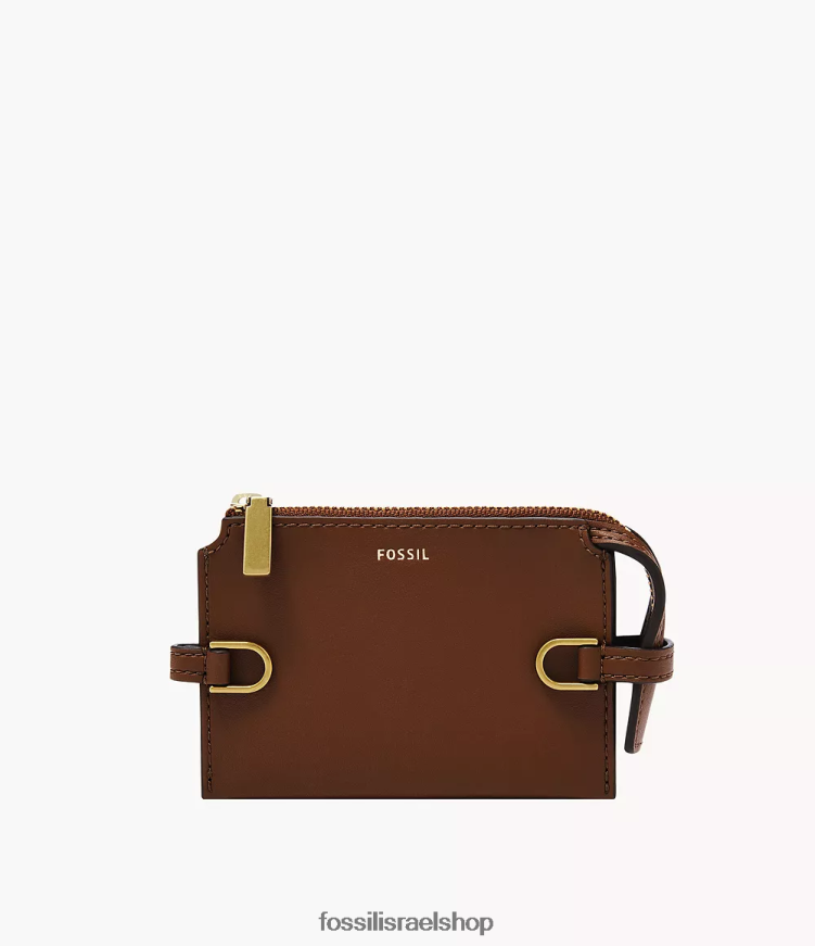 Fossil נשים נרתיק לכרטיסי עור kier cactus L8J0B6771 ארנק חום