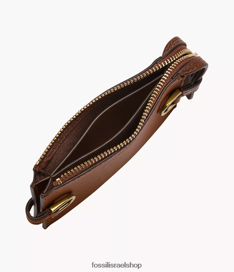 Fossil נשים נרתיק לכרטיסי עור kier cactus L8J0B6771 ארנק חום