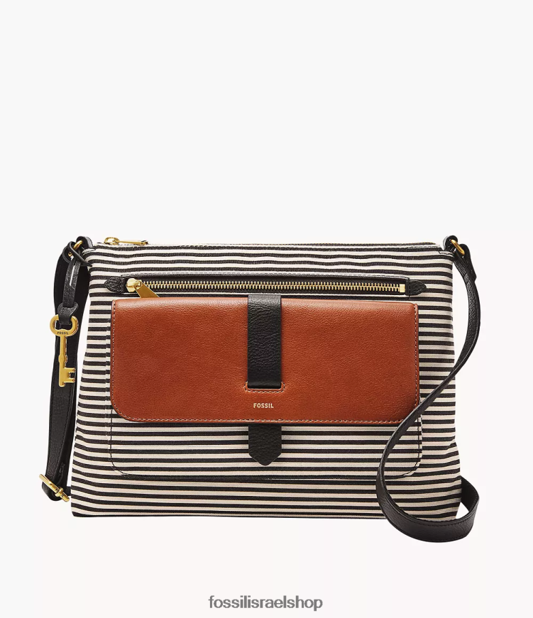 Fossil נשים kinley crossbody L8J0B6406 תיק שחור/חום/לבן
