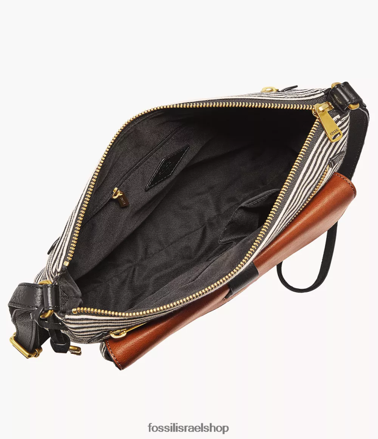 Fossil נשים kinley crossbody L8J0B6406 תיק שחור/חום/לבן