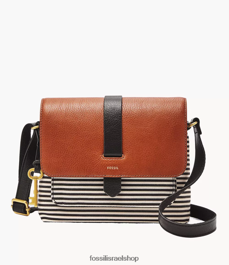 Fossil נשים kinley crossbody קטן L8J0B6722 תיק פס שחור