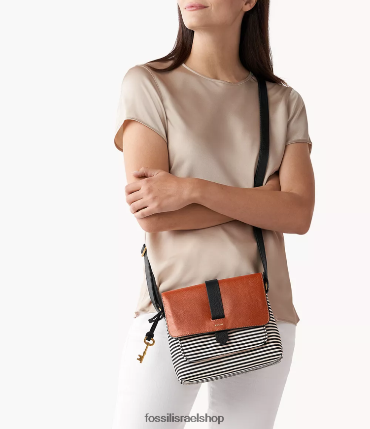 Fossil נשים kinley crossbody קטן L8J0B6722 תיק פס שחור