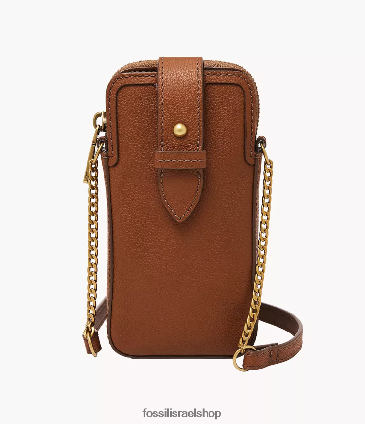 Fossil נשים כיסוי לטלפון של laini crossbody L8J0B6553 תיק חום