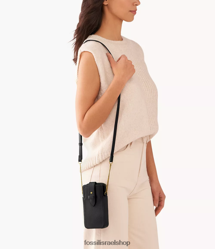 Fossil נשים כיסוי לטלפון של laini crossbody L8J0B6564 תיק שָׁחוֹר