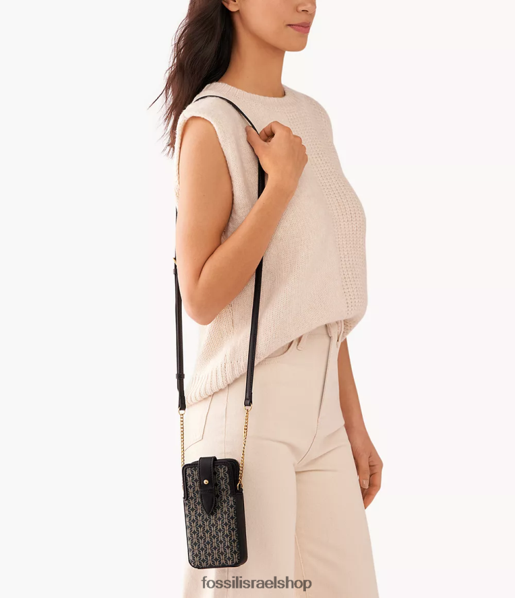 Fossil נשים כיסוי לטלפון של laini crossbody L8J0B6590 תיק שָׁחוֹר