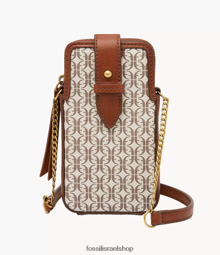 Fossil נשים כיסוי לטלפון של laini crossbody L8J0B6717 תיק חום בהיר