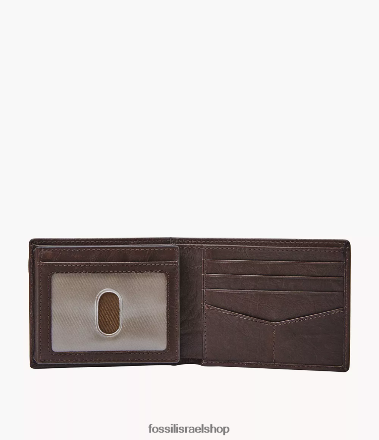 Fossil גברים neel bifold עם מזהה הפוך L8J0B61671 ארנק חום