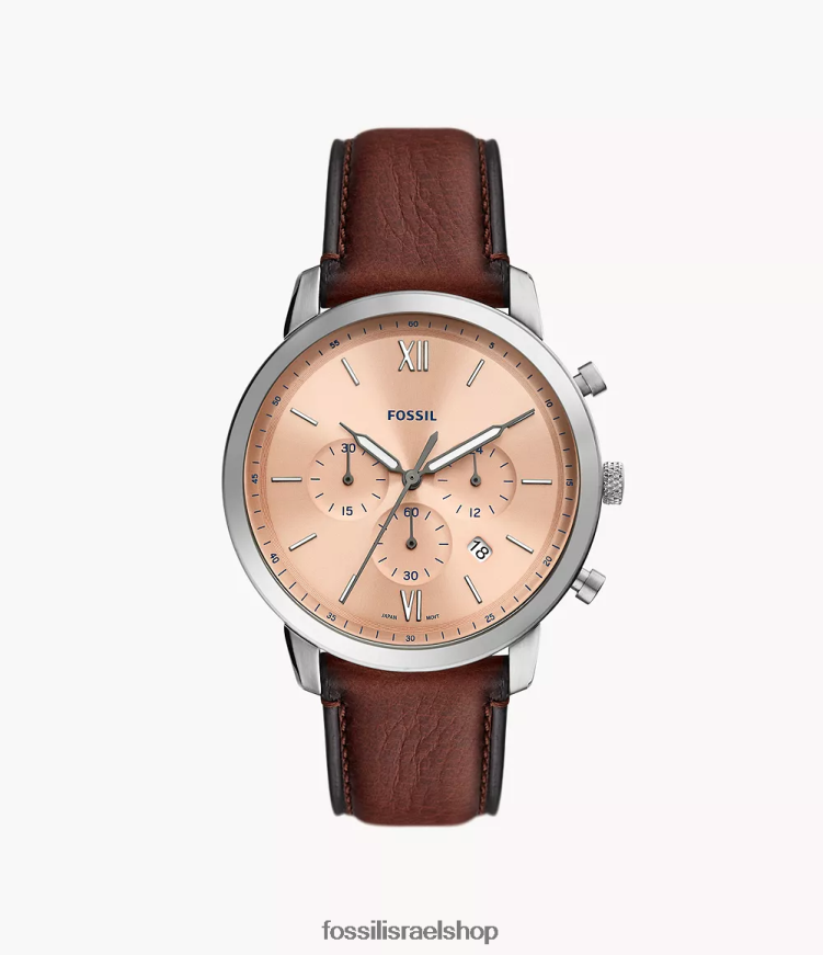 Fossil גברים שעון עור neutra chronograph litehide L8J0B61603 שעון חום בינוני