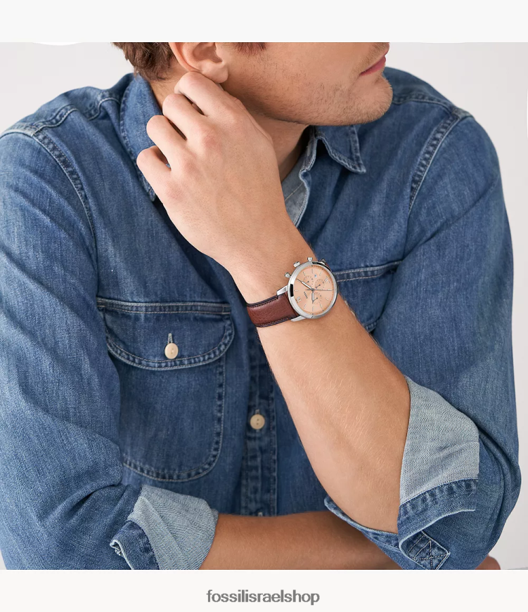 Fossil גברים שעון עור neutra chronograph litehide L8J0B61603 שעון חום בינוני