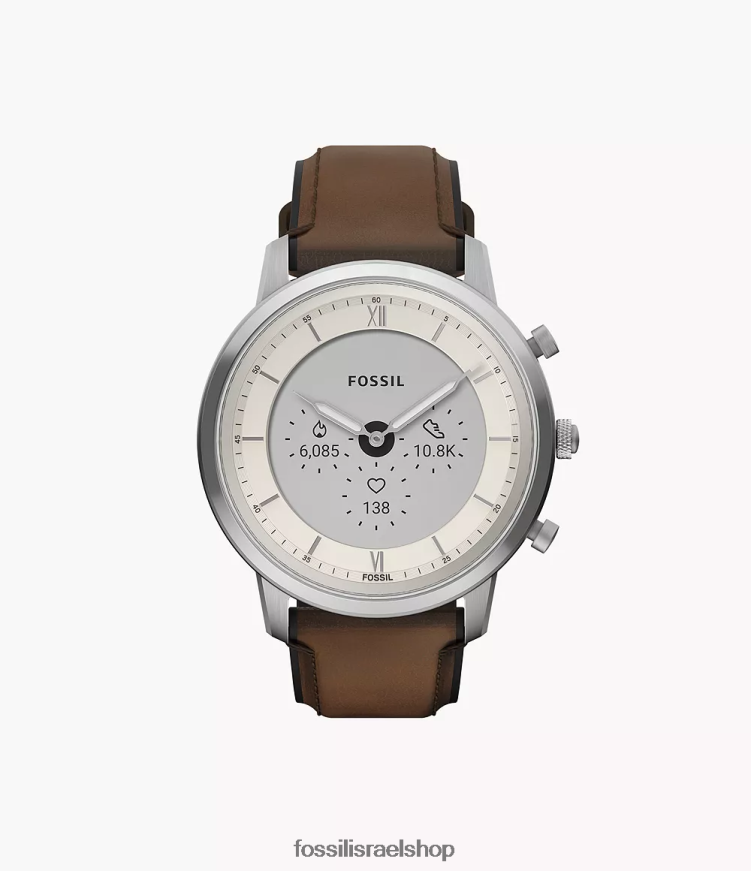 Fossil גברים עור שעון חכם היברידי neutra gen 6 L8J0B61332 שעון חום בינוני