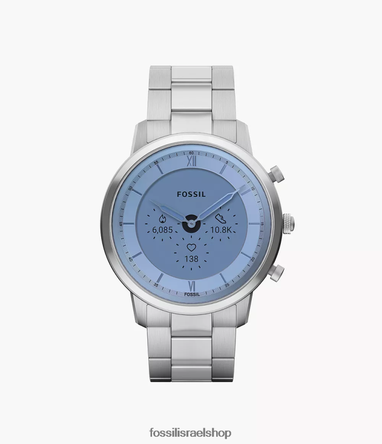 Fossil גברים שעון חכם היברידי neutra gen 6 נירוסטה L8J0B61333 שעון כסף