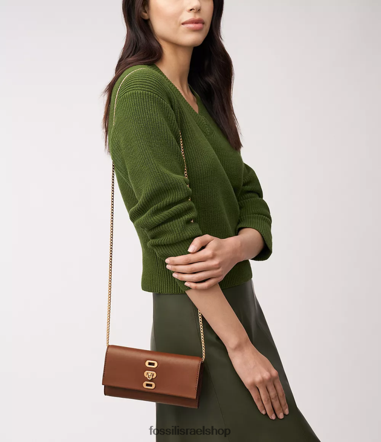Fossil נשים ארנק penrose crossbody L8J0B6315 תיק חום