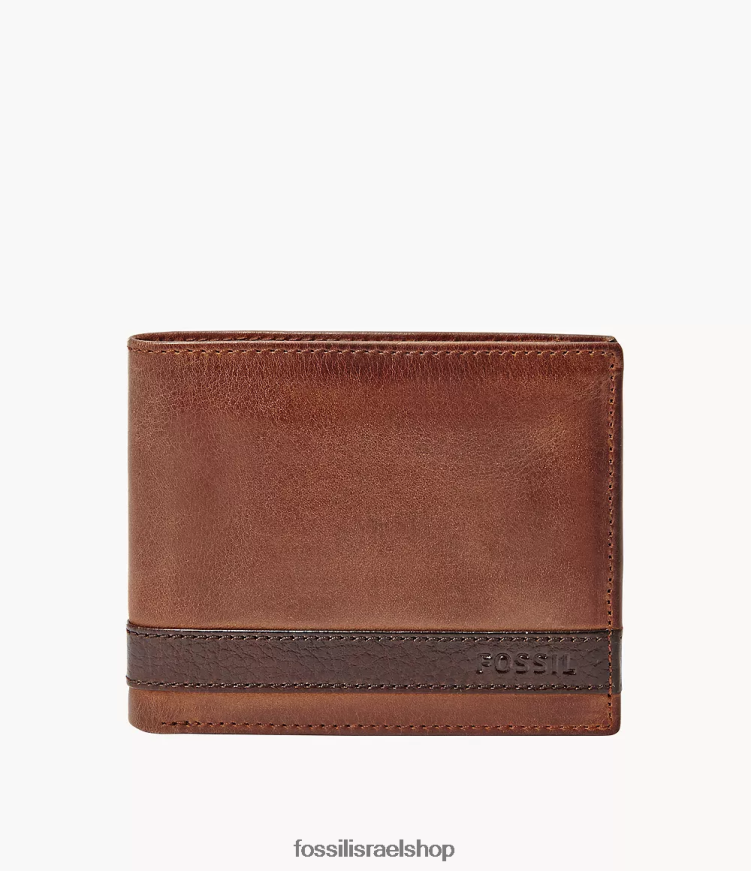 Fossil גברים quinn flip id bifold L8J0B61658 ארנק חום