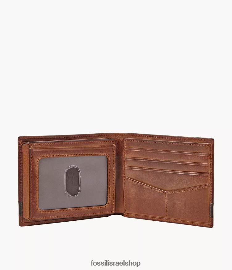 Fossil גברים quinn flip id bifold L8J0B61658 ארנק חום