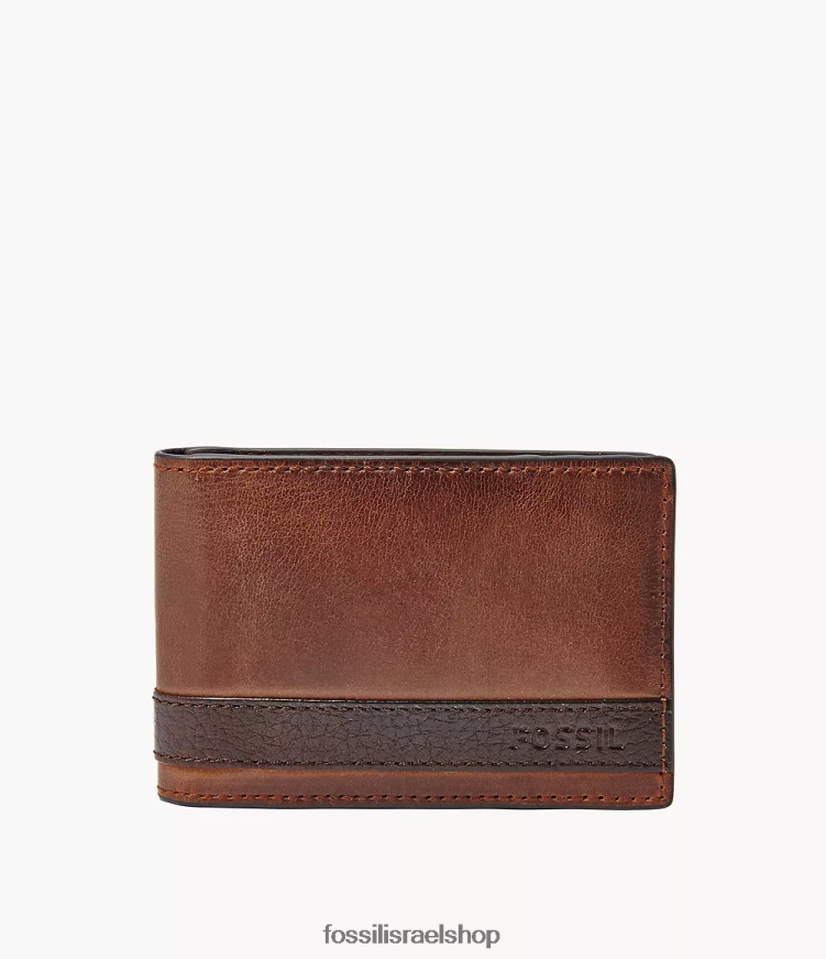 Fossil גברים quinn money clip bifold L8J0B61675 ארנק חום