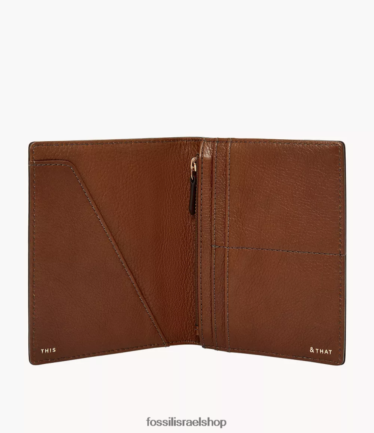 Fossil נשים תיק דרכון rfid לנסיעות L8J0B61978 אבזר חום