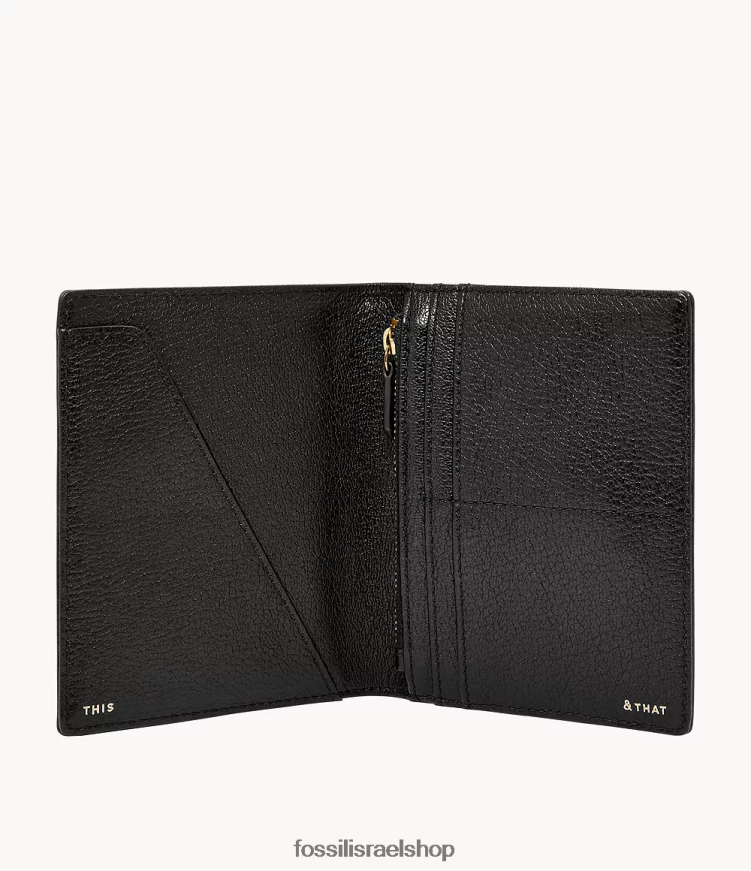 Fossil נשים תיק דרכון rfid לנסיעות L8J0B61981 אבזר שָׁחוֹר