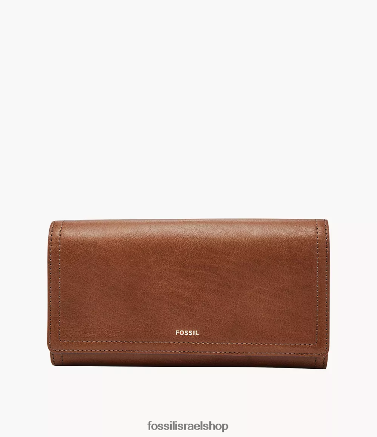 Fossil נשים קלאץ' לוגן rfid L8J0B6801 ארנק חום