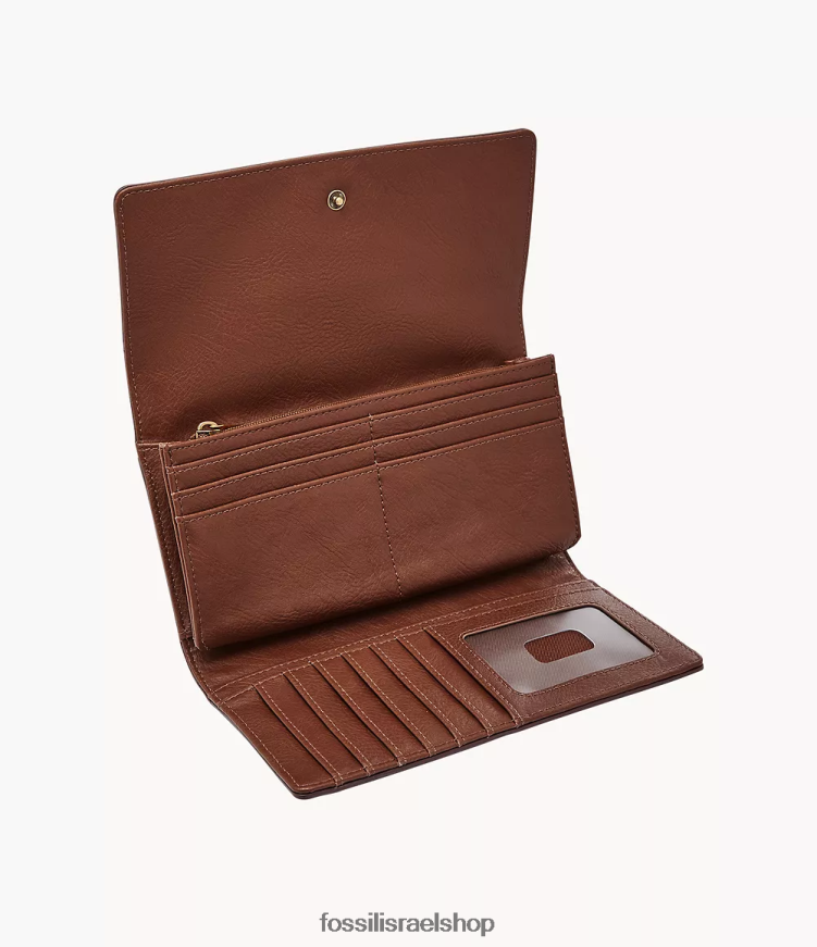 Fossil נשים קלאץ' לוגן rfid L8J0B6801 ארנק חום