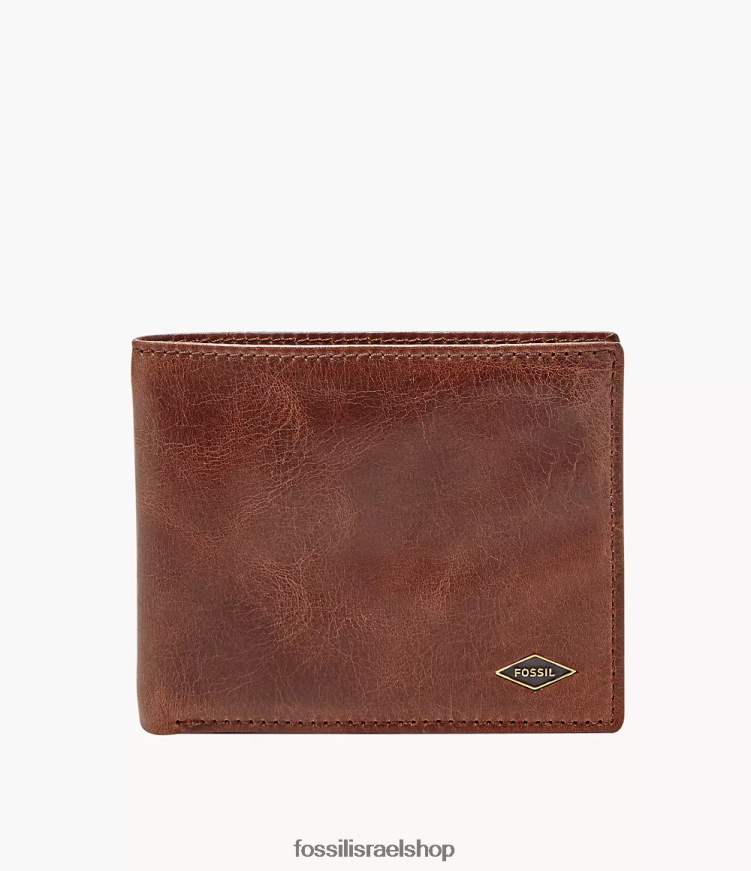 Fossil גברים ריאן rfid flip id bifold L8J0B61665 ארנק חום