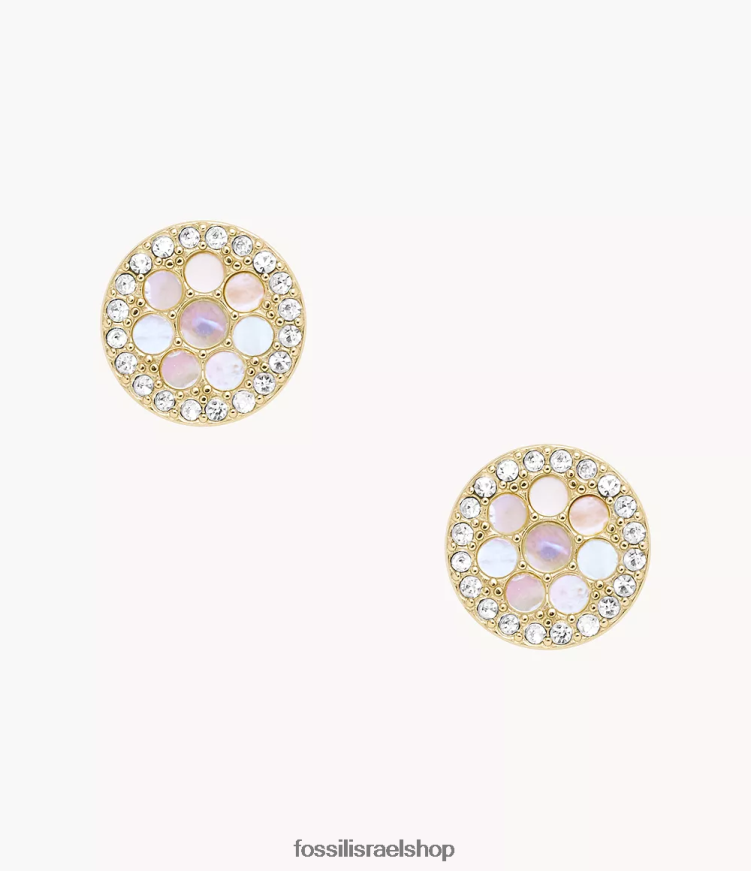Fossil נשים עגילי פסיפס צמודים של sadie L8J0B61049 תכשיט אם הפנינה הלבנה