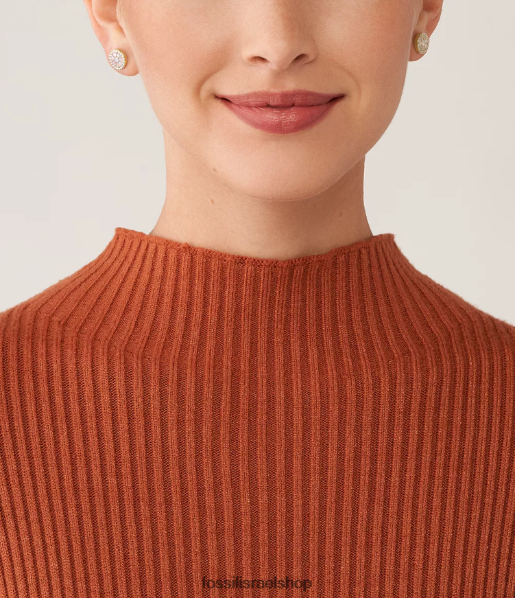 Fossil נשים עגילי פסיפס צמודים של sadie L8J0B61049 תכשיט אם הפנינה הלבנה