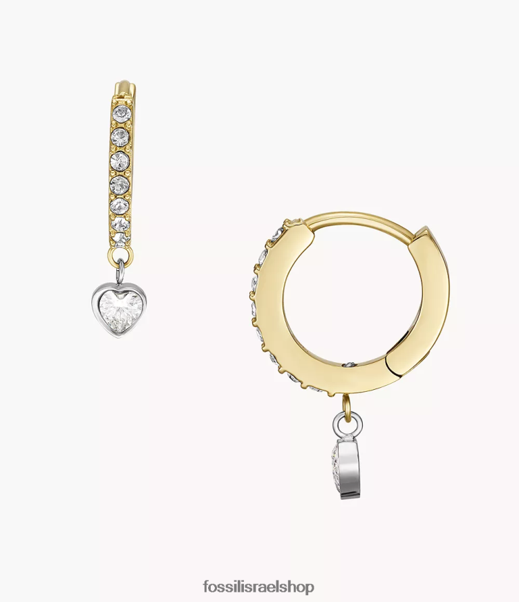 Fossil נשים עגילי חישוק מפלדת אל-חלד של sadie של חיבה L8J0B61076 תכשיט דו-גוני